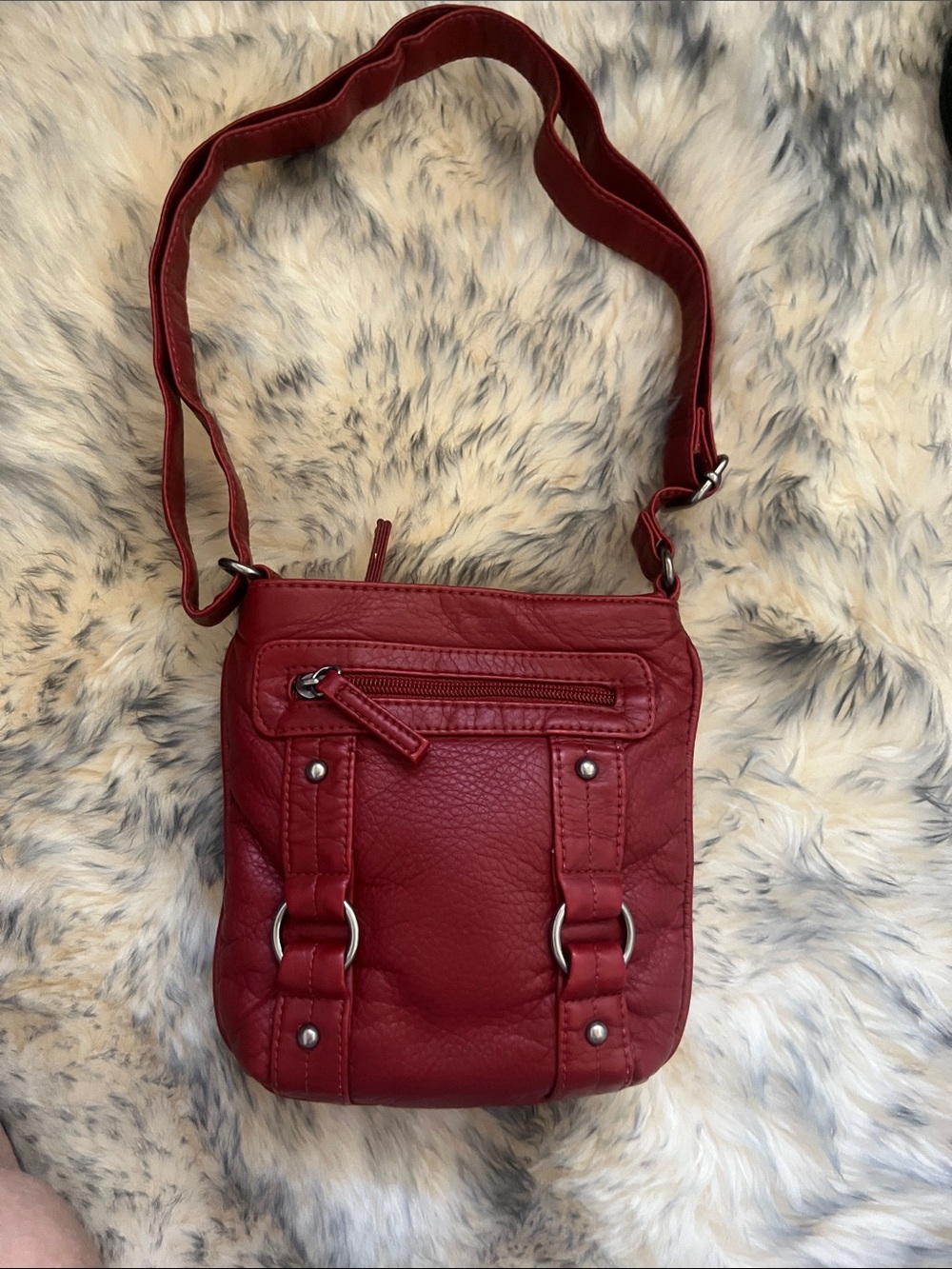 BRAND NEW Red Leather Crossbody Bag - Classic Everyday Style